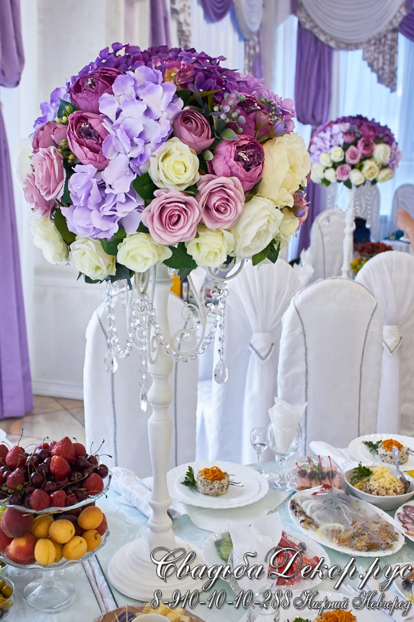 Свадебная цветочная стойка омбре на столы гостей Березовая роща заказать купить недорого