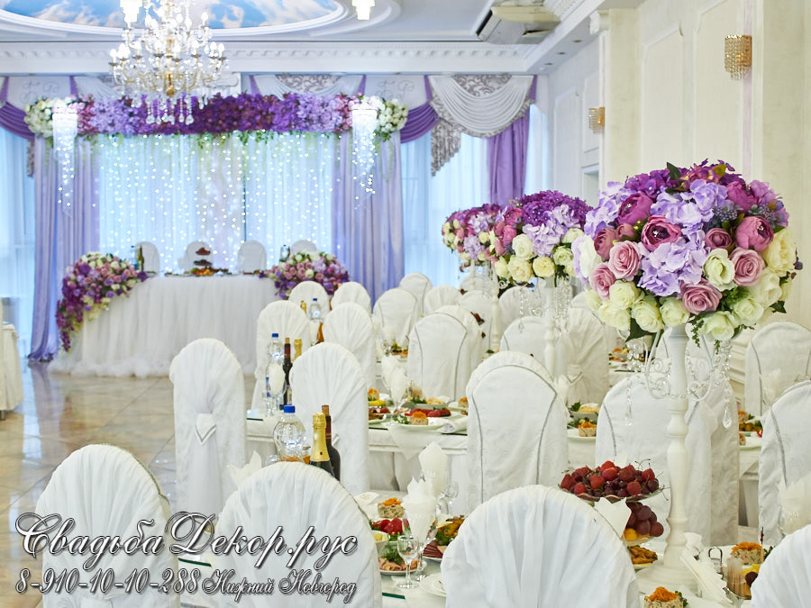 Свадебный декор зала цветочным омбре кафе Березовая роща заказать купить недорого